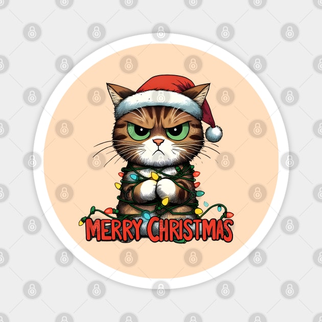 Whiskers Wonderland: Festive Feline Cartoons for Purr-fect Holiday Cheer! Magnet by insaneLEDP